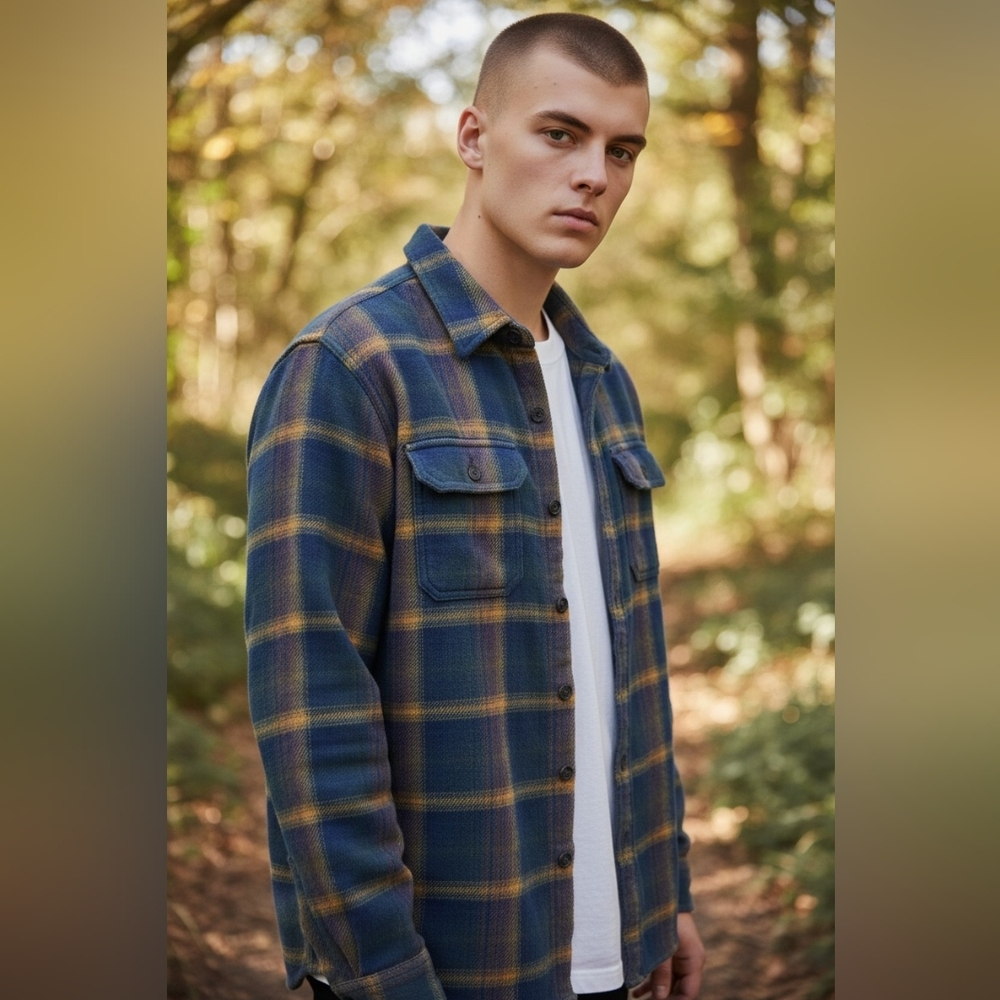 Orvis Men's Size XL Outdoor Cabin Wear Flannel Long Sleeve Thick Double Knit